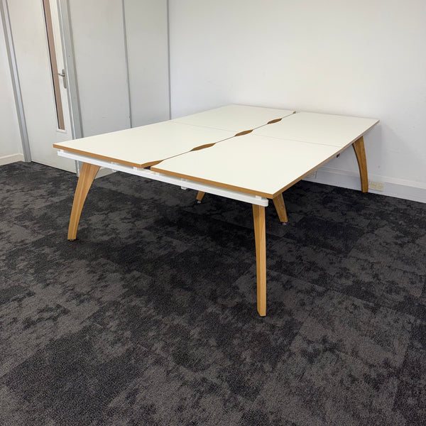 Used White Bench Desk with Cable Tray 1200x800