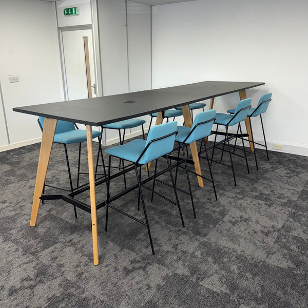 Used Splinta Posure Table with 8 Sling Barstools and Built In Power