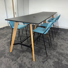 Used Splinta Posure Table with 8 Sling Barstools and Built In Power