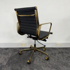 Used White Round Table with 3 x Gold Frame Eames Style Meeting Chair