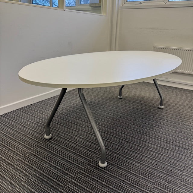 Used White Oval Meeting Table 2200mm