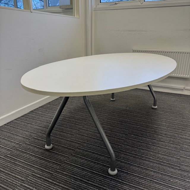 Used White Oval Meeting Table 2200mm