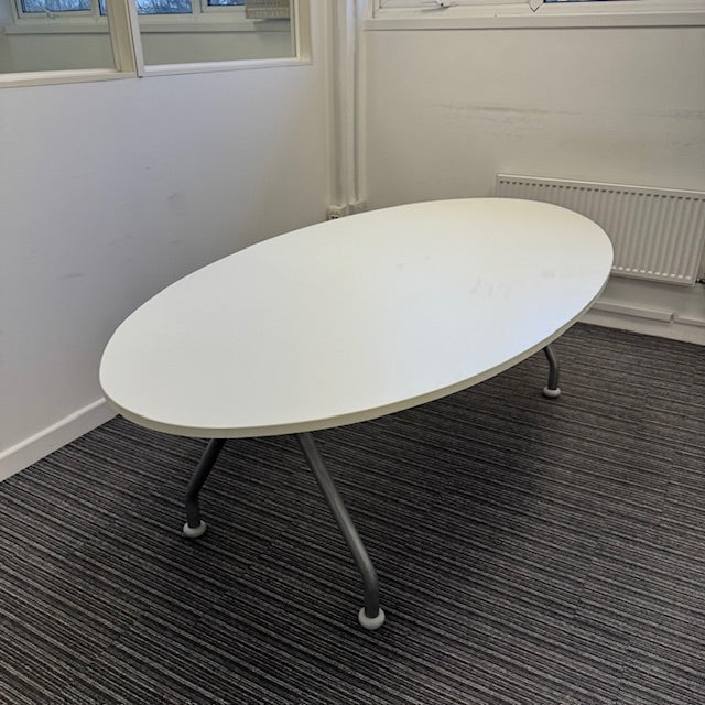 Used White Oval Meeting Table 2200mm