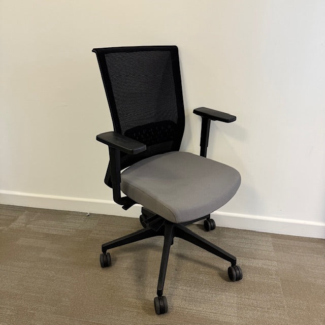 Used Mesh Task Chair with Lumbar and Height Adjustable Arms