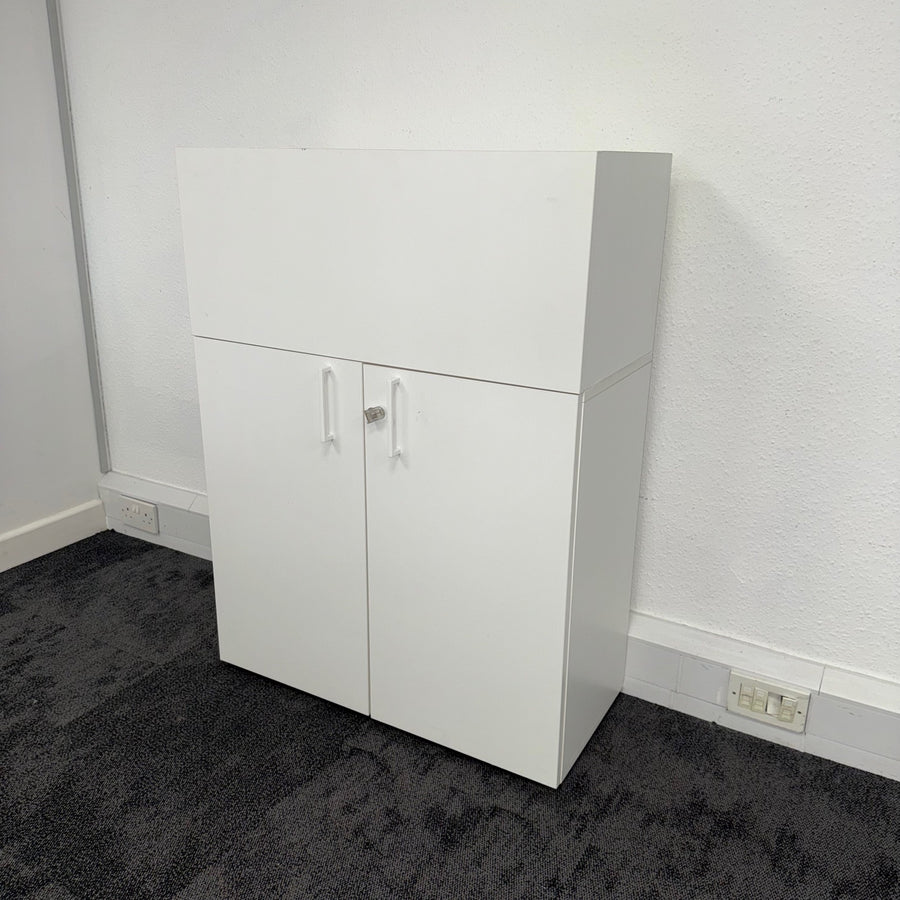 Used White Desk High Cupboard with Planter