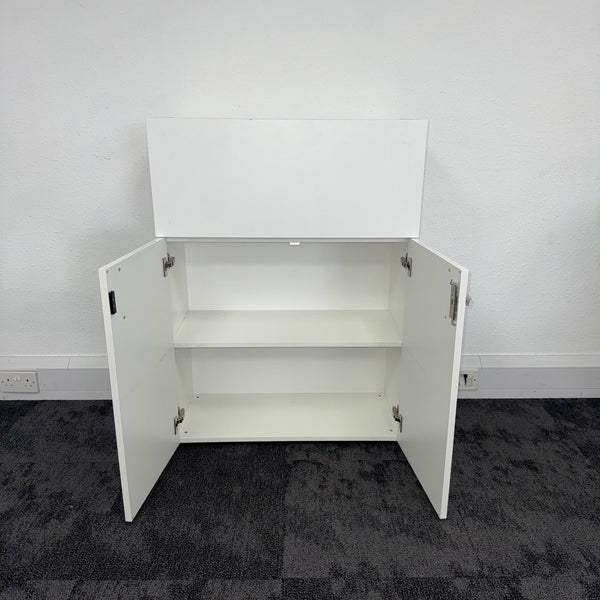 Used White Desk High Cupboard with Planter