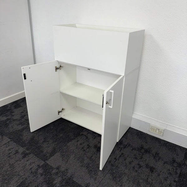 Used White Desk High Cupboard with Planter