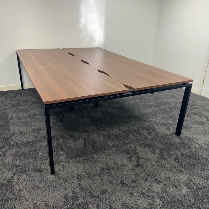 Used Walnut 4 Person Bench Desk