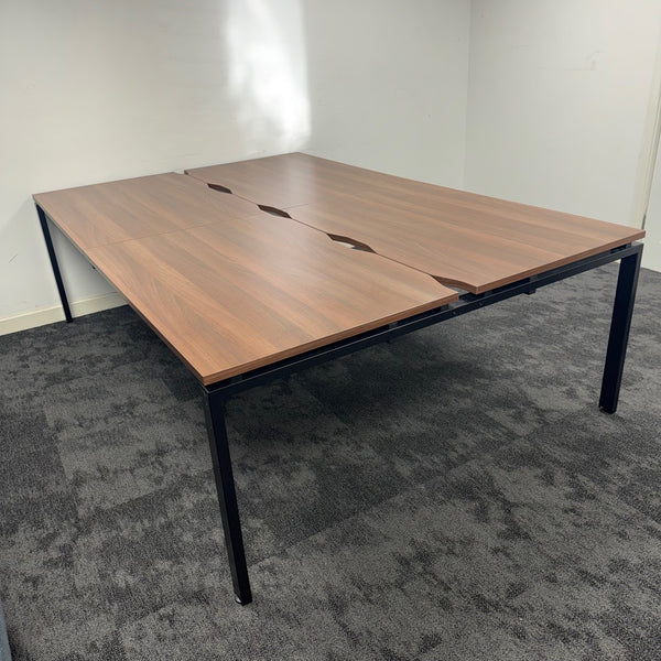 Used Walnut 4 Person Bench Desk