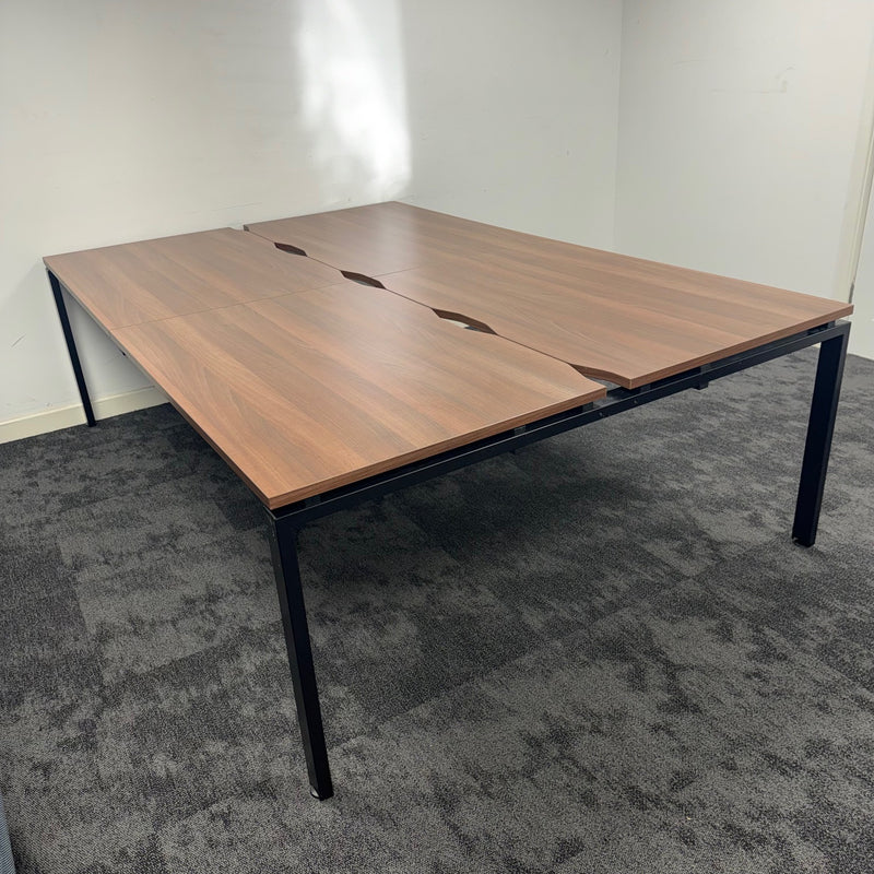 Used Walnut 4 Person Bench Desk
