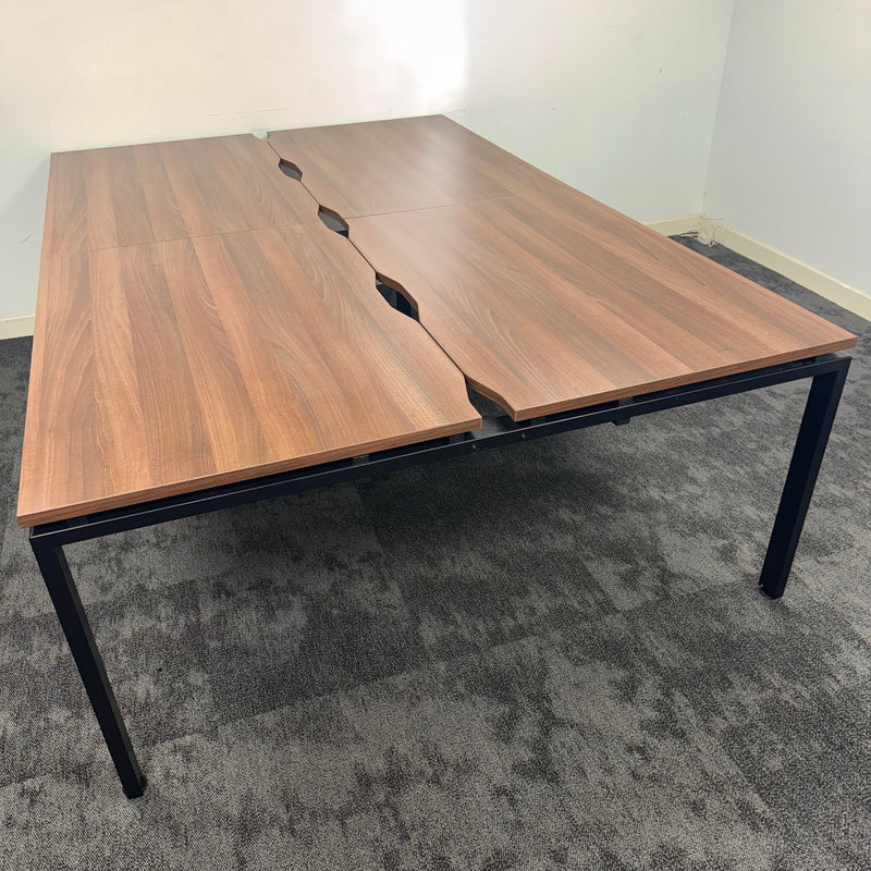 Used Walnut 4 Person Bench Desk