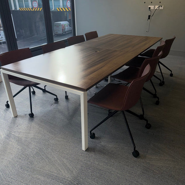 Used Arper Branded Walnut Meeting Table Set with 8 Chairs