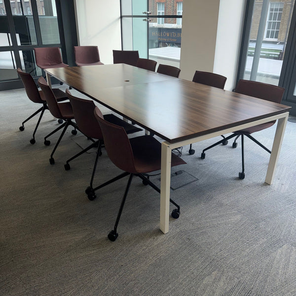 Used Arper Branded Walnut Meeting Table Set with 8 Chairs