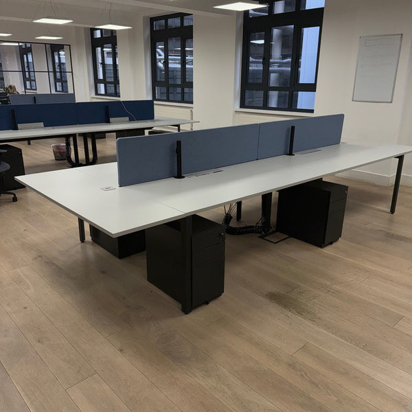 Used Bank of 4 Herman Miller Bench Desk Bundle with End Sections
