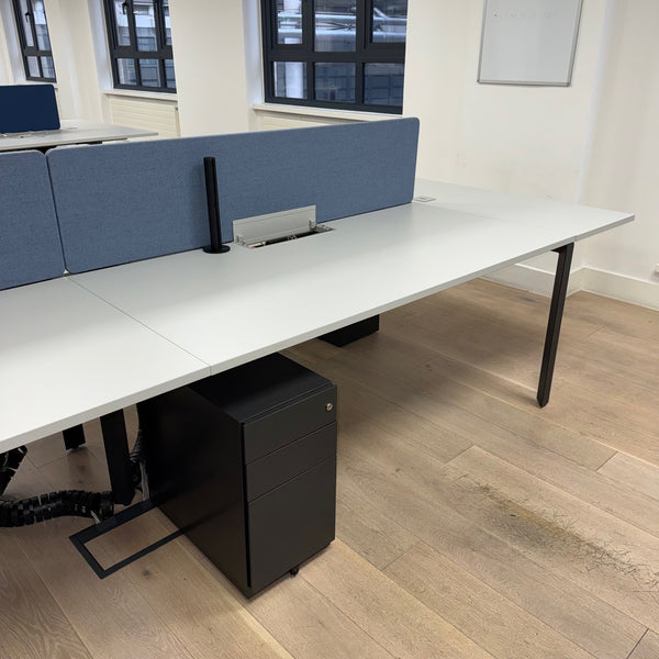 Used Bank of 4 Herman Miller Bench Desk Bundle with End Sections