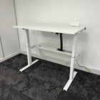 Used Dual Motor White Electric Desk with Cable Management and Desktop Power