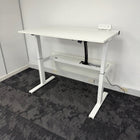Used Dual Motor White Electric Desk with Cable Management and Desktop Power