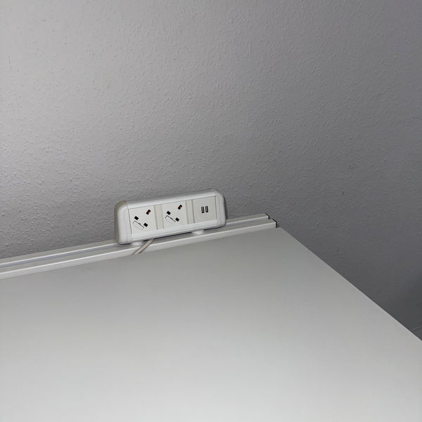 Used Dual Motor White Electric Desk with Cable Management and Desktop Power