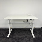 Used Dual Motor White Electric Desk with Cable Management and Desktop Power