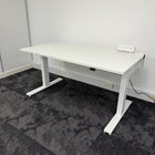 Used Dual Motor White Electric Desk with Cable Management and Desktop Power