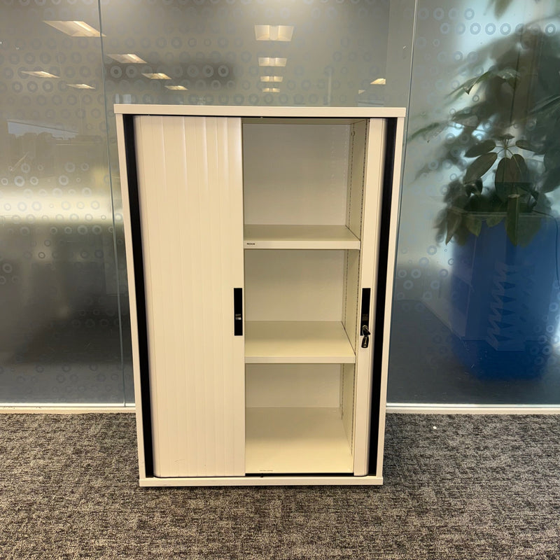 Used White Tambour with 2 Shelves