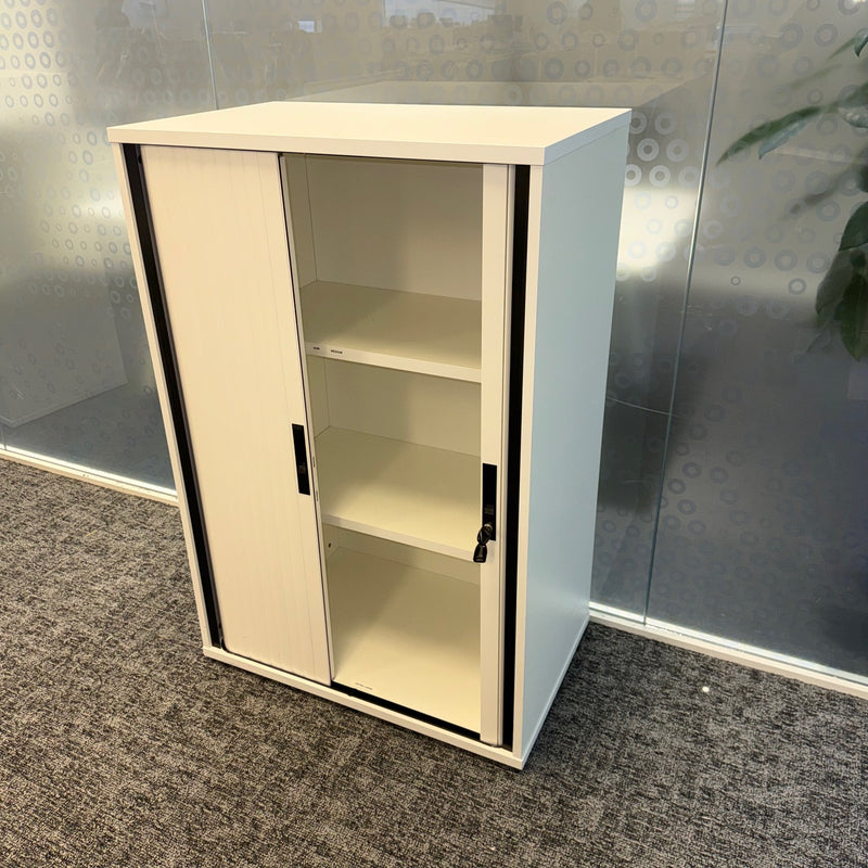 Used White Tambour with 2 Shelves