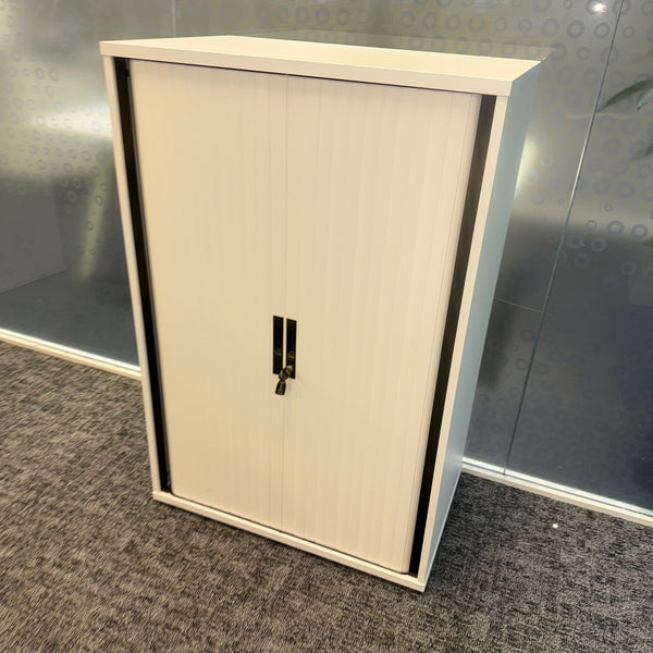 Used White Tambour with 2 Shelves