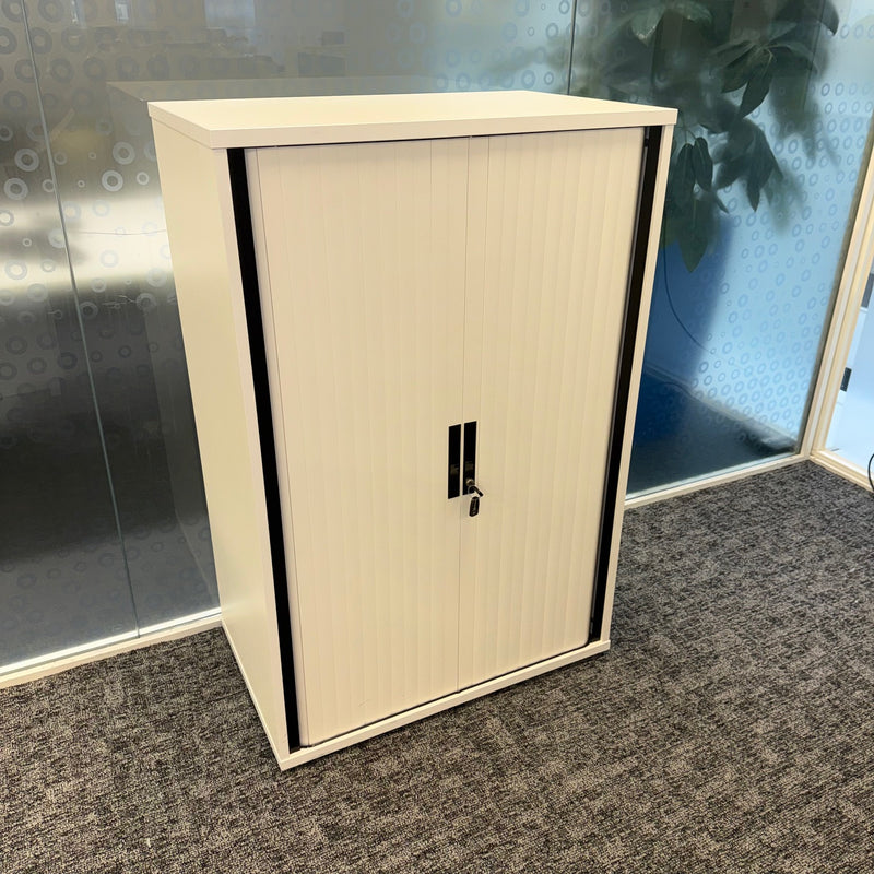 Used White Tambour with 2 Shelves