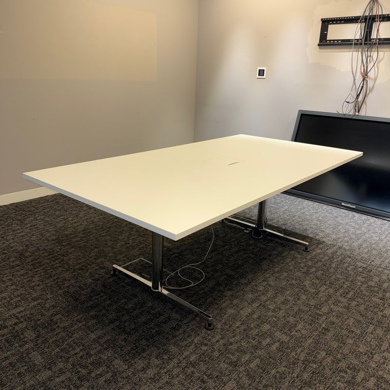 Used Kusch-Co White Meeting Table with Chrome Legs