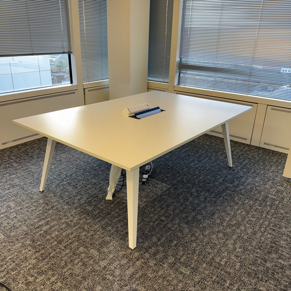 Used Kusch-Co White Meeting Table with Central Power