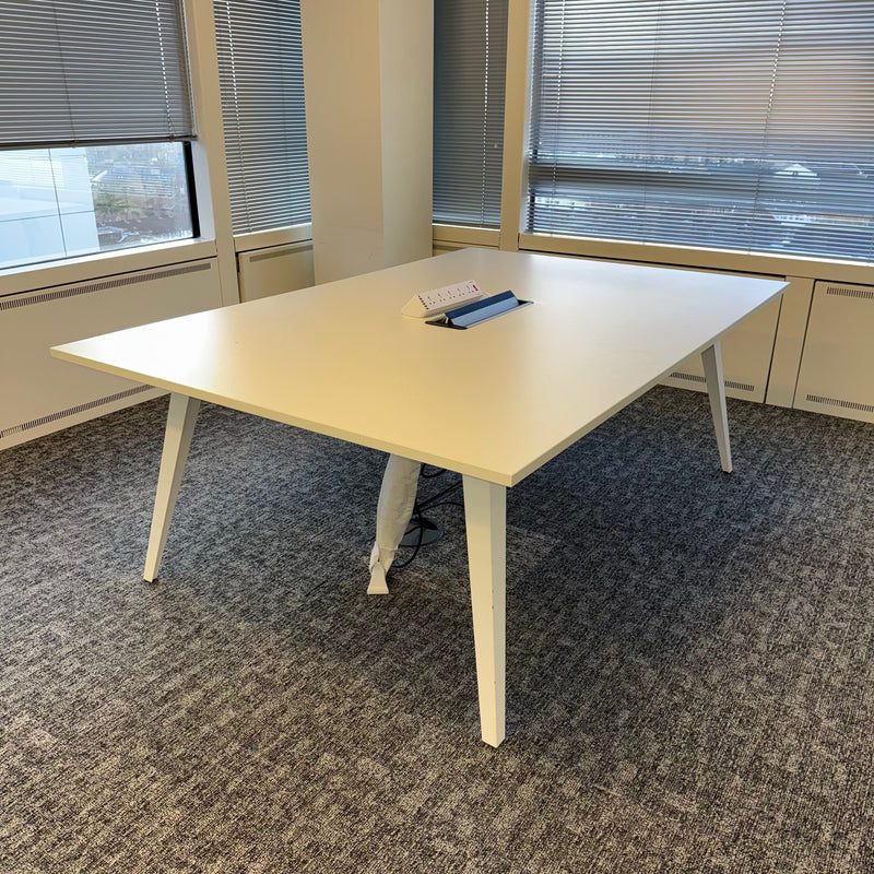 Used Kusch-Co White Meeting Table with Central Power