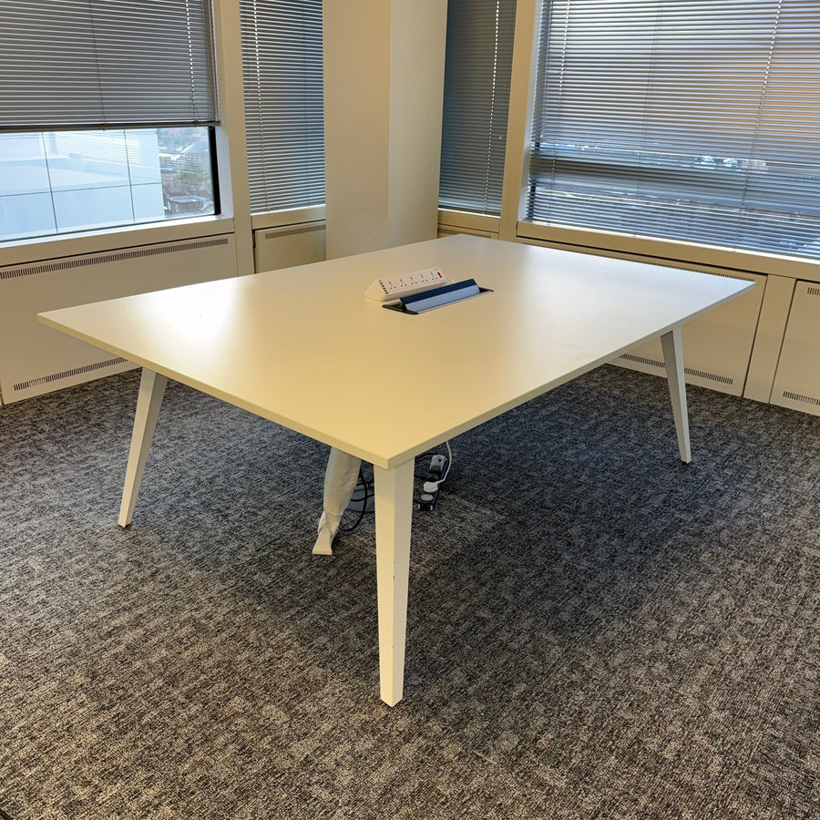 Used Kusch-Co White Meeting Table with Central Power