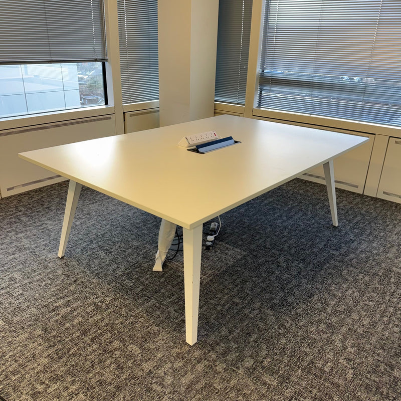 Used Kusch-Co White Meeting Table with Central Power