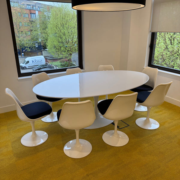 Used Oval Meeting Table Set with 8 Chairs