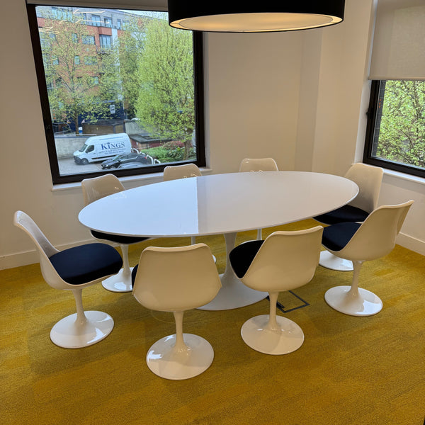 Used Oval Meeting Table Set with 8 Chairs