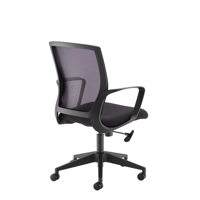 Jonas black mesh back operator chair with black fabric seat and black base