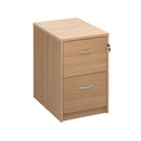 Wooden 2 drawer filing cabinet with silver handles 730mm high - Beech