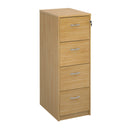 Wooden 4 drawer filing cabinet with silver handles 1360mm high - Oak