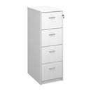 Wooden 4 drawer filing cabinet with silver handles 1360mm high - White