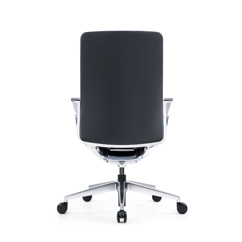 Lusso - Executive Task Chair in Black Faux Leather with Aluminium Mechanism and Base