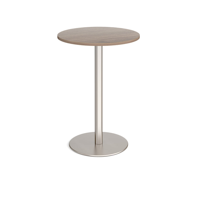 Monza circular poseur table with flat round brushed steel base 800mm - made to order