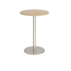 Monza circular poseur table with flat round brushed steel base 800mm - made to order