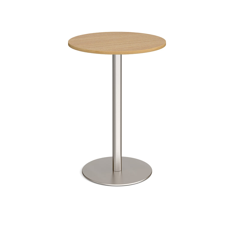 Monza circular poseur table with flat round brushed steel base 800mm - made to order