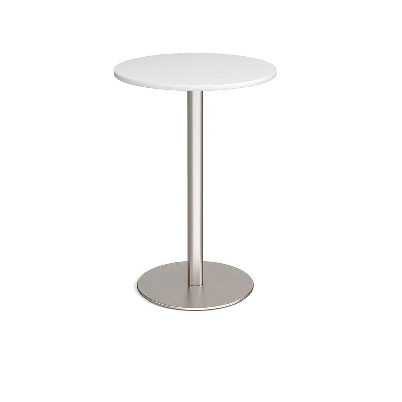 Monza circular poseur table with flat round brushed steel base 800mm - made to order