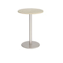 Monza circular poseur table with flat round brushed steel base 800mm - made to order