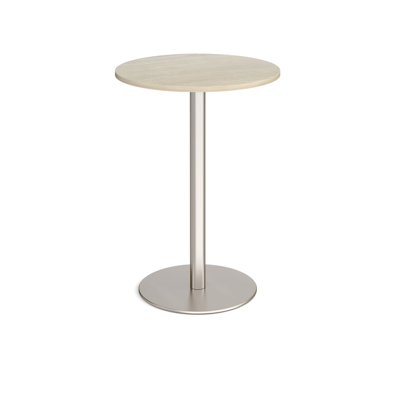 Monza circular poseur table with flat round brushed steel base 800mm - made to order