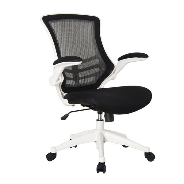 Mesh-OP White - Deluxe Mesh Operator Chair with Folding Arms in White