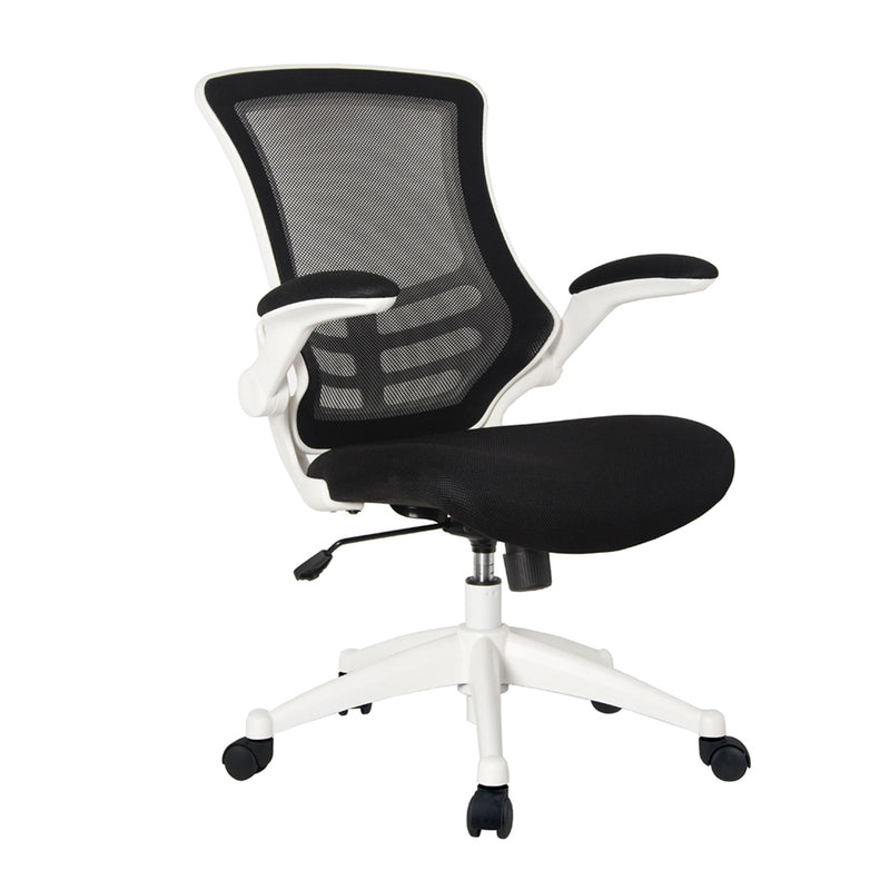 Mesh-OP White - Deluxe Mesh Operator Chair with Folding Arms in White