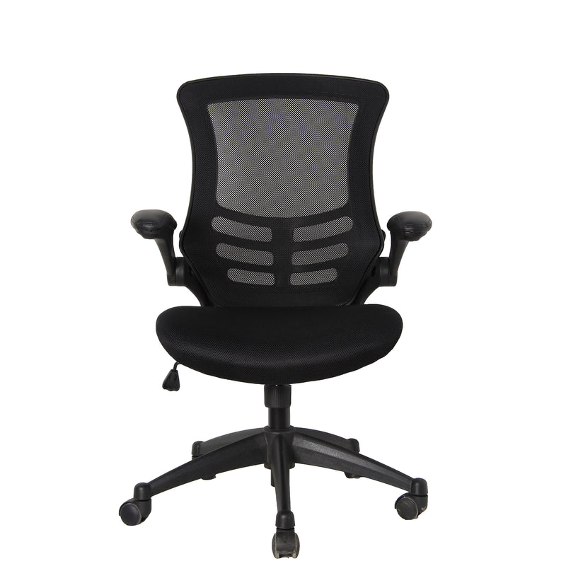 Mesh-OP - Deluxe Mesh Operator Chair with Folding Arms in Black