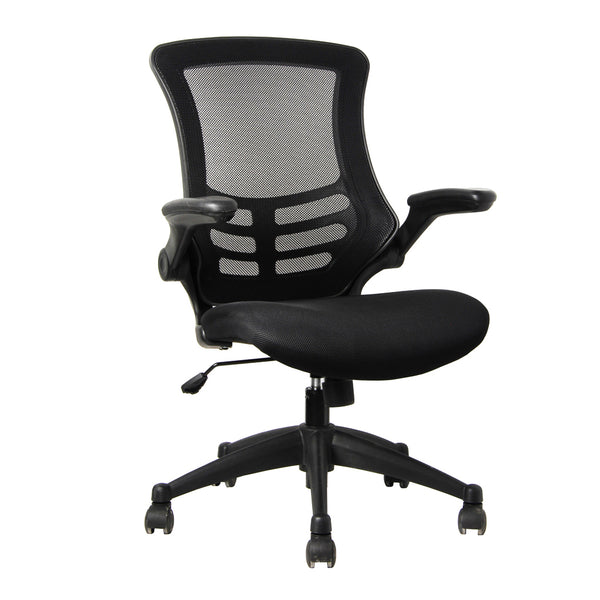 Mesh-OP - Deluxe Mesh Operator Chair with Folding Arms in Black